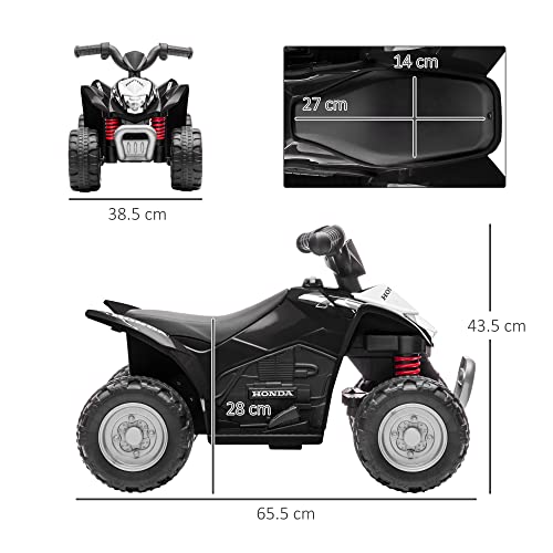 HOMCOM AIYAPLAY Honda Licensed Kids Quad Bike, 6V Electric Ride on Car ATV Toy with LED Light Horn for 1.5-3 Years, Black