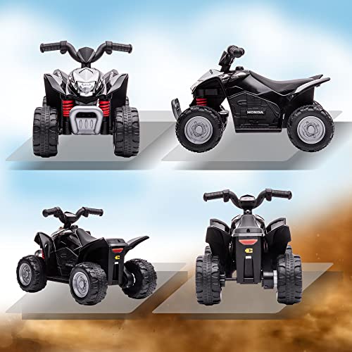 HOMCOM AIYAPLAY Honda Licensed Kids Quad Bike, 6V Electric Ride on Car ATV Toy with LED Light Horn for 1.5-3 Years, Black