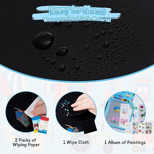 Erasable Drawing Pad, 8inch Plane Activities for Kids, Blue Car Travel Toys Doodle Book for Kids 3 4 5 6 7 8 Year Old Boy Girl Birthday Gifts, 14 Pages for Magic Drawing with 12 Marker