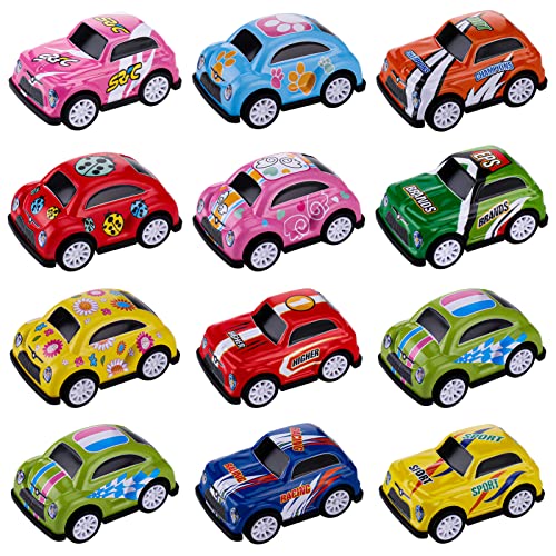 FRIUSATE 12 Pcs Pull Back Cars Set Mini Push and Go Car Toy Mini Toy Cars For Kids Boys Girls Birthday Party Bags Fillers