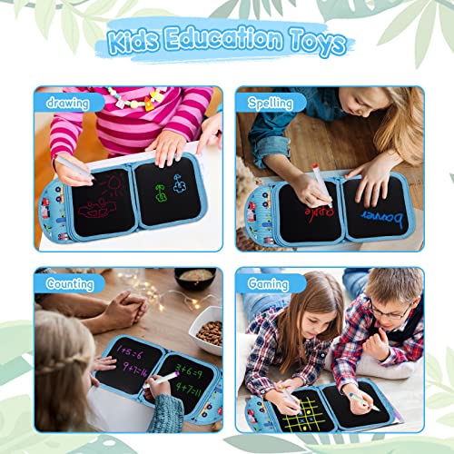 Erasable Drawing Pad, 8inch Plane Activities for Kids, Blue Car Travel Toys Doodle Book for Kids 3 4 5 6 7 8 Year Old Boy Girl Birthday Gifts, 14 Pages for Magic Drawing with 12 Marker