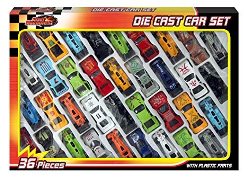Guilty Gadgets 36 PC DIE CAST CAR MODEL SET F1 CONVERTIBLE RACING CARS KIDS TOY PLAY SET For Boys Girls