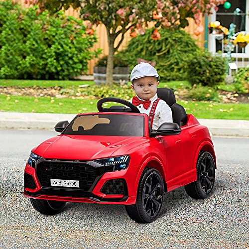 HOMCOM 6V Kids Electric Ride On Car RS Q8 Licensed Toy Car with Remote Control Music Lights USB MP3 Bluetooth for 3-5 Years Old Red