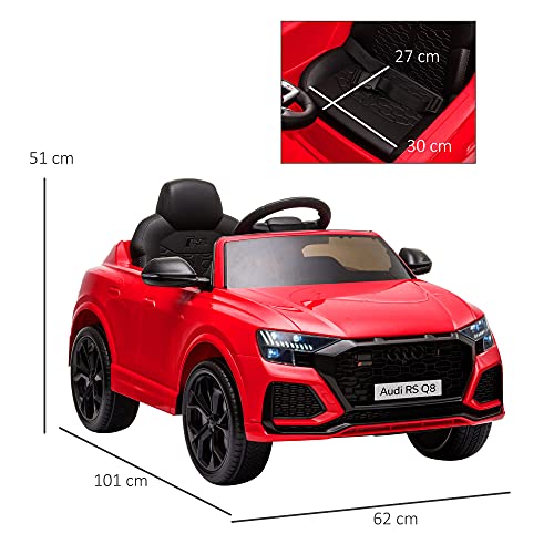 HOMCOM 6V Kids Electric Ride On Car RS Q8 Licensed Toy Car with Remote Control Music Lights USB MP3 Bluetooth for 3-5 Years Old Red