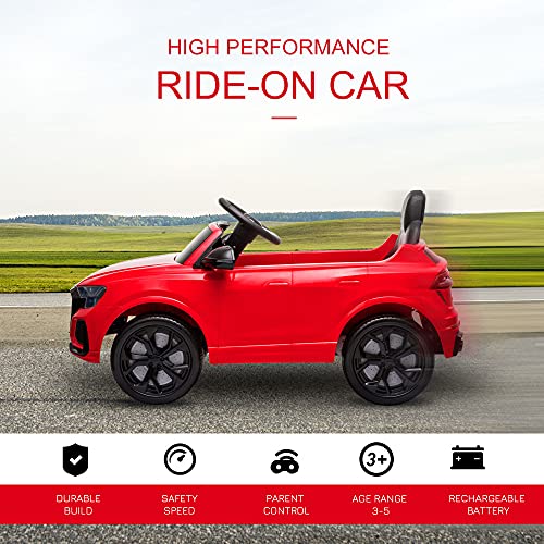 HOMCOM 6V Kids Electric Ride On Car RS Q8 Licensed Toy Car with Remote Control Music Lights USB MP3 Bluetooth for 3-5 Years Old Red