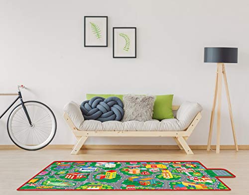 Car Mat for Children, Kids Car Mat for Floor Large Car Play Mats for Kids with 6 Toy Cars Car Rug Play Mat Educational City Road Mat for Toy Cars Play Room Game