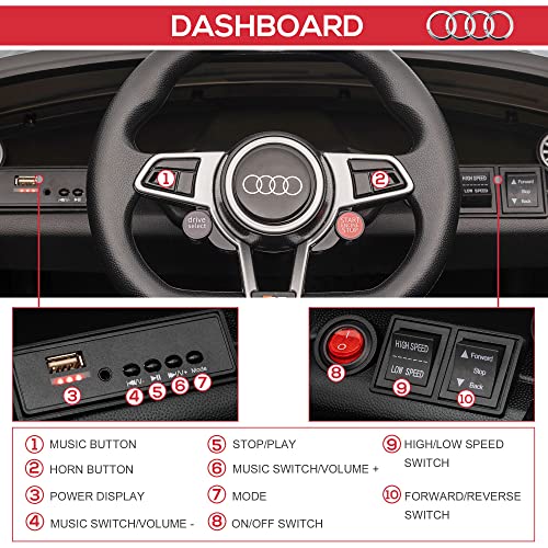 HOMCOM 12V Kids Ride On Car w/Rechargeable Battery, Remote Forward Reverse, LIGHTS, Horn, MP3 Player, Seatbelt - Black