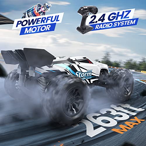 DEERC RC Car, Remote Control Monster Truck W/ 2 Batteries for 40 Min Play, All-Terrain 2.4GHz RTR Rock Crawler Toy Gift for Boys Girls Kids Beginners