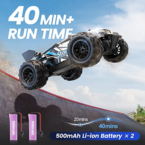DEERC RC Car, Remote Control Monster Truck W/ 2 Batteries for 40 Min Play, All-Terrain 2.4GHz RTR Rock Crawler Toy Gift for Boys Girls Kids Beginners