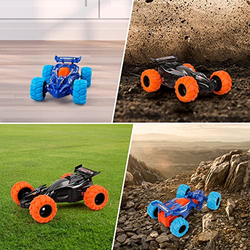 m zimoon Monster Truck Toys, 2pcs Pull Back Cars Inertia Friction Powered Car 360°Rotating Stunt Dragon Push and Go Vehicles Toys Christmas Birthday Gifts for 3-7 Years Old Boys Girls(Blue, Black)