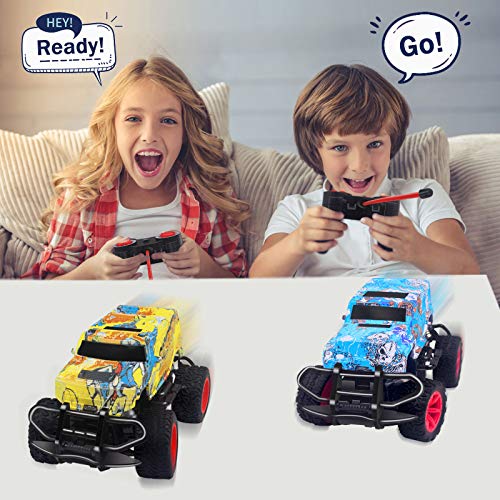 HahaGift Remote Control Monster Truck Toys for Boys Age 2 3 4 5, Car Toys for 3 4 5 Year Old Boys Gifts, RC Truck for Toddler Toys 1-2-4, Easter Birthday Gifts for 3-5 Year Old Kids Toys Age 2 3 4