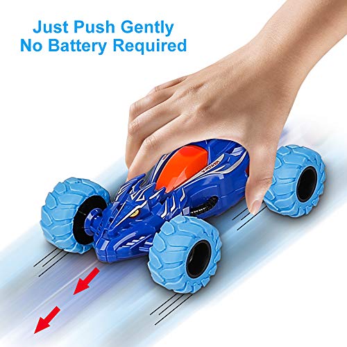 m zimoon Monster Truck Toys, 2pcs Pull Back Cars Inertia Friction Powered Car 360°Rotating Stunt Dragon Push and Go Vehicles Toys Christmas Birthday Gifts for 3-7 Years Old Boys Girls(Blue, Black)