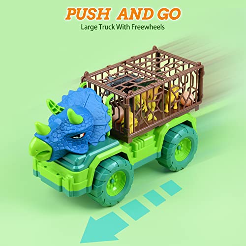 EPPO Dinosaur Truck Playset Boys Toys for Kids 3-5, Large Triceratops Vehicle 8 Jurassic Dinosaurs, Activity Play Mat, Dinosaur Eggs, Carrier Car Toys for 3 4 5 6 + Years Old Boys Girls Kids Gifts