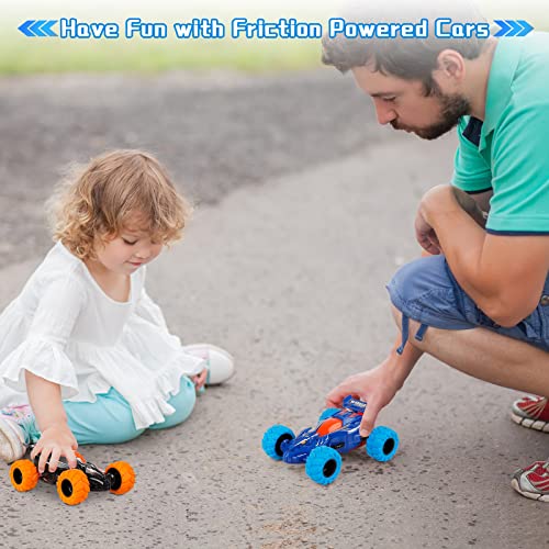 m zimoon Monster Truck Toys, 2pcs Pull Back Cars Inertia Friction Powered Car 360°Rotating Stunt Dragon Push and Go Vehicles Toys Christmas Birthday Gifts for 3-7 Years Old Boys Girls(Blue, Black)