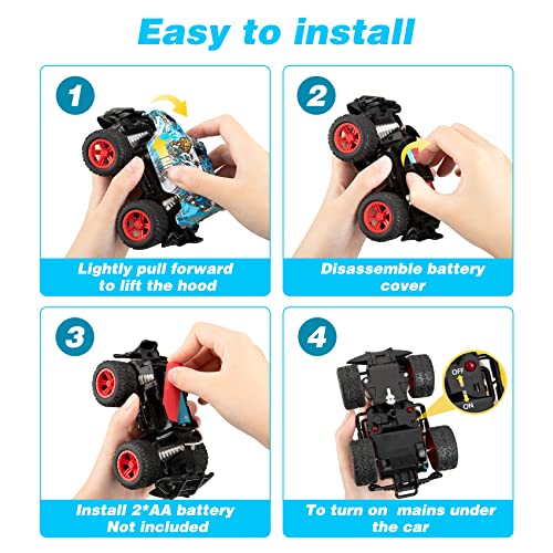 HahaGift Remote Control Monster Truck Toys for Boys Age 2 3 4 5, Car Toys for 3 4 5 Year Old Boys Gifts, RC Truck for Toddler Toys 1-2-4, Easter Birthday Gifts for 3-5 Year Old Kids Toys Age 2 3 4