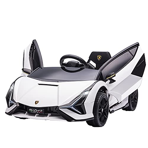 HOMCOM 12V Kids Electric Ride On Car 2 Motors Licensed Toy Car with Remote Control Music Lights MP3 for 3-5 Years White