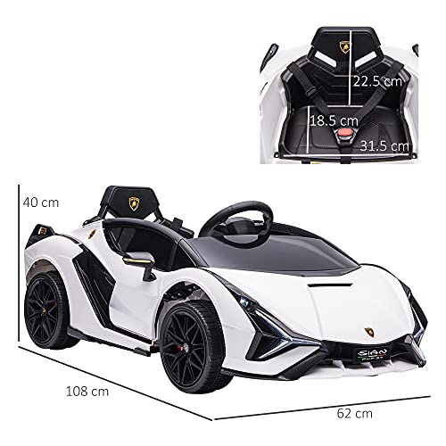 HOMCOM 12V Kids Electric Ride On Car 2 Motors Licensed Toy Car with Remote Control Music Lights MP3 for 3-5 Years White