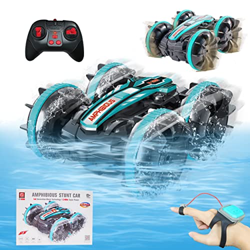 Amphibious Remote Control Cars for Adults Kids,Hand Controlled Car and Gesture Sensing Rc Stunt Car,Hand Controlled Rc Car for Kids,Off Road Remote Control Watch Car Toys Driving on Land or in Water