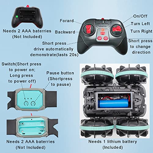 Amphibious Remote Control Cars for Adults Kids,Hand Controlled Car and Gesture Sensing Rc Stunt Car,Hand Controlled Rc Car for Kids,Off Road Remote Control Watch Car Toys Driving on Land or in Water