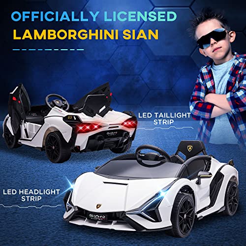 HOMCOM 12V Kids Electric Ride On Car 2 Motors Licensed Toy Car with Remote Control Music Lights MP3 for 3-5 Years White