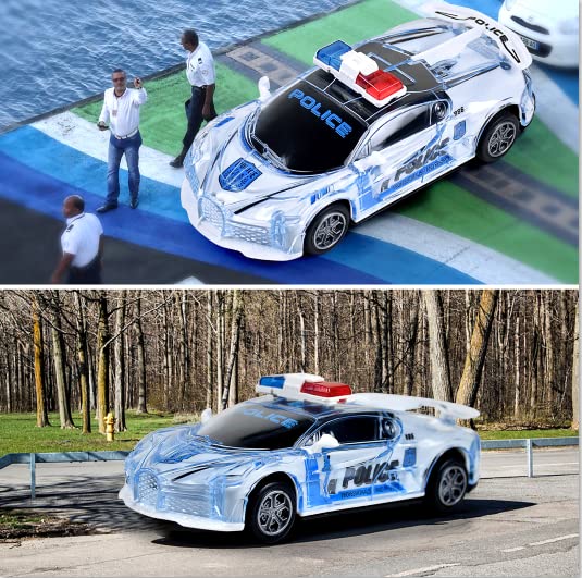 Tuko Police Car Toy with Light and Sound, 1:36 Car Toy for 3+ Years Old Boy and Girl Gift