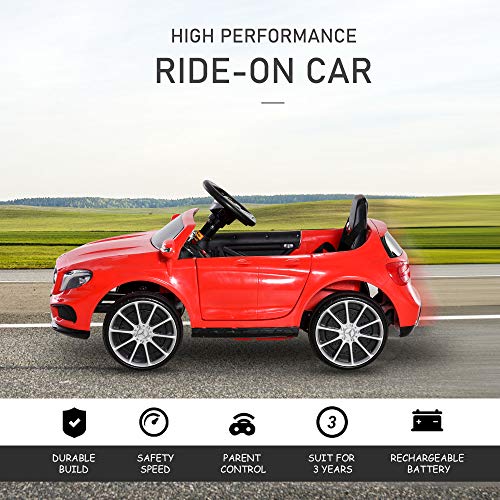 HOMCOM Compatible for 6V Kids Ride On Car Mercedes Benz GLA Licensed Toy toddler with Music Remote Control Rechargeable Headlight Two Speed Red
