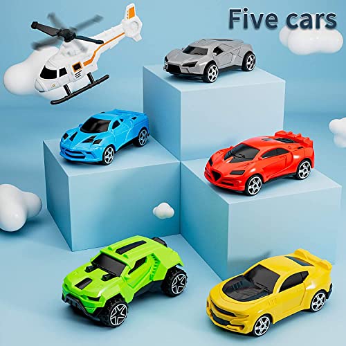 Toy Cars for 3 Year Old Boys,Toy Cars set,Transport Cargo Airplane with 5 Mini Cars, 1 Helicopter,1 Engineer,11 Traffic Signs,Gifts for Kids Boys Girls Age 3 4 5