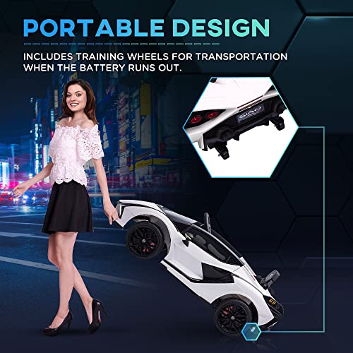 HOMCOM 12V Kids Electric Ride On Car 2 Motors Licensed Toy Car with Remote Control Music Lights MP3 for 3-5 Years White