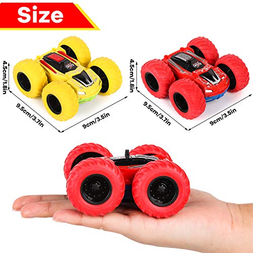 Shayson 2 Pack Friction Car Toys，360° Rotation Pull Back Toy Cars, Double Side Inertia Push and Go Cars for kids