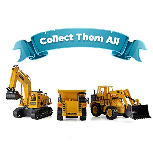 Top Race 5 Channel Full Functional Remote Control Tractor Digger Toy Front Loader 14 x 6 x 8 inch Electric RC Remote Control Construction Truck Toy Front Loader with Lights & Sounds for Boys And Girls