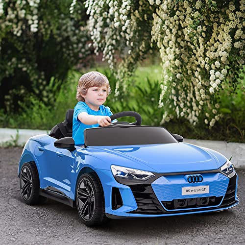 HOMCOM Audi RS e-tron GT Licensed Kids Electric Ride On Car 12V Battery Powered Toy w/Remote Control, Lights, Music, for 3-5 years, Blue