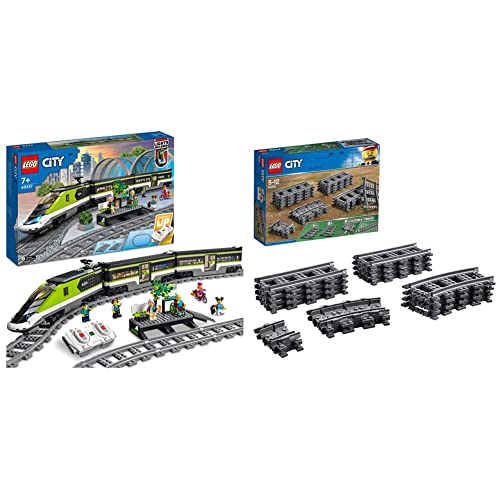 LEGO 60337 City Express Passenger Train Set, Remote Controlled Toy & 60205 City Tracks 20 Pieces Extention Accessory Set, Building Toy Train Track Expansion, Toys for Kids