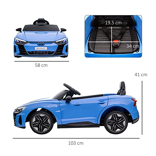 HOMCOM Audi RS e-tron GT Licensed Kids Electric Ride On Car 12V Battery Powered Toy w/Remote Control, Lights, Music, for 3-5 years, Blue