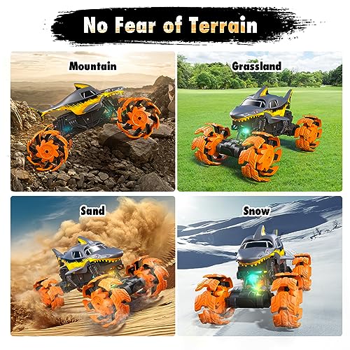 Arulis Remote Control Cars, 1:16 Scale RC Monster Truck with Hand Controlled, 2.4GHz 4WD 25km/h RC Car with Light and Music, Perfect Toy Car Gift for 3 4 5 6 7 8 9 10+ Year Old Boys