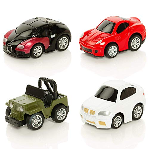 Wheelz Pull Back Cars For Kids - Set of 8 Diecast Toy Cars For 3 Year Old Boys - Boys Racing Cars - Toddler Cars For 2+ Year Old Boys