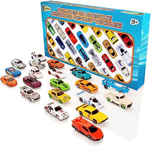 Wheelz Diecast Cars - Die Cast Metal Toy Cars - Car Set For Kids - Set of 20 Toy Cars For 3 Year Olds - Boys Small Model Racing Cars