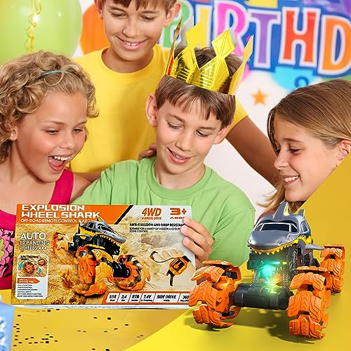 Arulis Remote Control Cars, 1:16 Scale RC Monster Truck with Hand Controlled, 2.4GHz 4WD 25km/h RC Car with Light and Music, Perfect Toy Car Gift for 3 4 5 6 7 8 9 10+ Year Old Boys