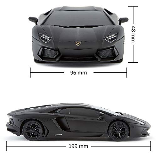 Lamborghini Aventador Official Licensed Remote Control Car with Working Lights, Radio Controlled On Road RC Car 1:24 Scale, 2.4Ghz Matte Black, Great Toys for Boys and Girls