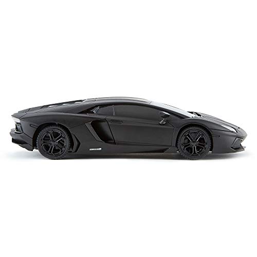 Lamborghini Aventador Official Licensed Remote Control Car with Working Lights, Radio Controlled On Road RC Car 1:24 Scale, 2.4Ghz Matte Black, Great Toys for Boys and Girls