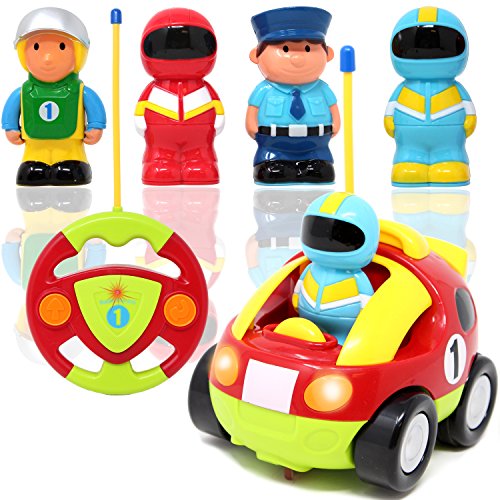 JOYIN Toy Cartoon RC Race Car Radio Remote Control with Music & Sound for Baby and Toddler Cars, School Classroom Prize, Children Toy for 2 Year Old