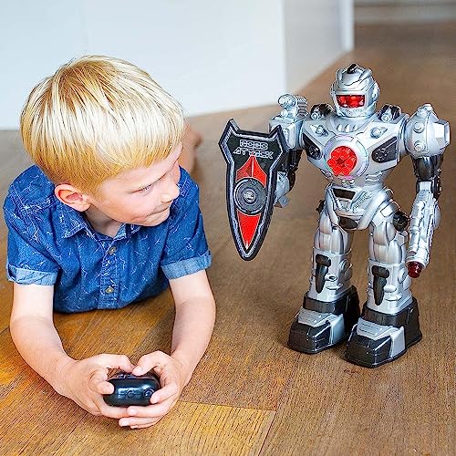 Large Remote Control Robot For Kids (35cm tall) - Fires Soft Missiles, Dances, Talks & Walks (10 Functions) - Fun Robot Toy by ThinkGizmos (Registered Trademark)