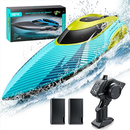 4DRC S3 RC Boat with LED Light, 30+ Mins, Self Righting Remote Control Boat for Pools & Lakes, 30+ MPH, 2.4GHz Racing Boats, 2 Battery, Pool Toys for Kids, Radio Controlled Watercraft