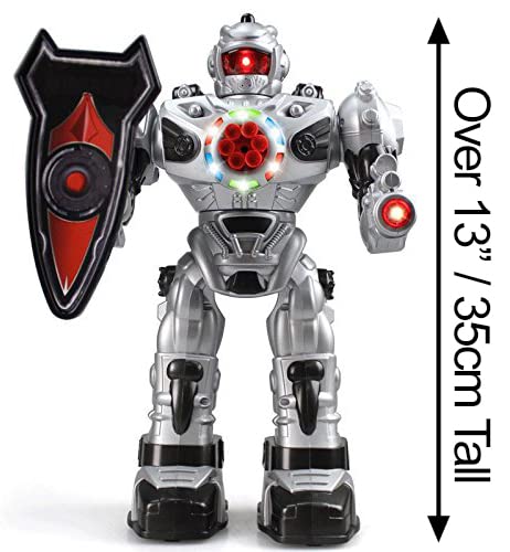 Large Remote Control Robot For Kids (35cm tall) - Fires Soft Missiles, Dances, Talks & Walks (10 Functions) - Fun Robot Toy by ThinkGizmos (Registered Trademark)