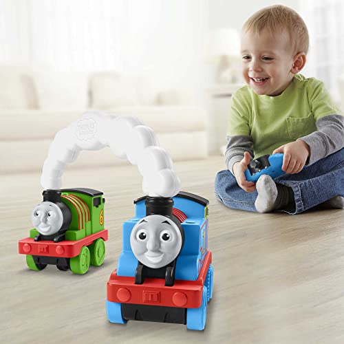 Fisher-Price Thomas & Friends Race & Chase R/C - UK English Edition, remote controlled toy train engines for toddlers and preschool kids, HDB64