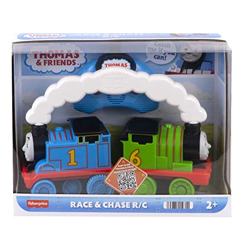 Fisher-Price Thomas & Friends Race & Chase R/C - UK English Edition, remote controlled toy train engines for toddlers and preschool kids, HDB64