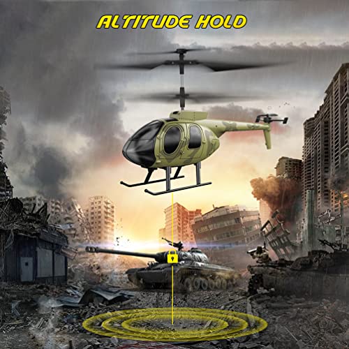 VATOS Remote Control Helicopter for Kids, Camouflage RC Helicopter, 2.4GHz Radio Controlled Helicopter with Gyro 3 Channel Indoor Toy, One-Key Take-Off, Gift for Boys Adults