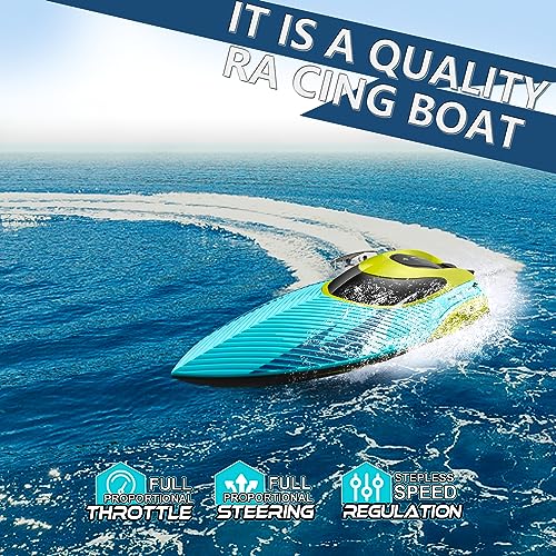 4DRC S3 RC Boat with LED Light, 30+ Mins, Self Righting Remote Control Boat for Pools & Lakes, 30+ MPH, 2.4GHz Racing Boats, 2 Battery, Pool Toys for Kids, Radio Controlled Watercraft