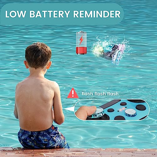 Tecnock Amphibious Remote Control Cars Boat, 4WD Gesture RC Car with Waterproof Remote Control, All Terrain RC Stunt Car with LED Lights, Pool Toys for Kids Ages 8-12, Kids Toys Gifts for Boys Girls
