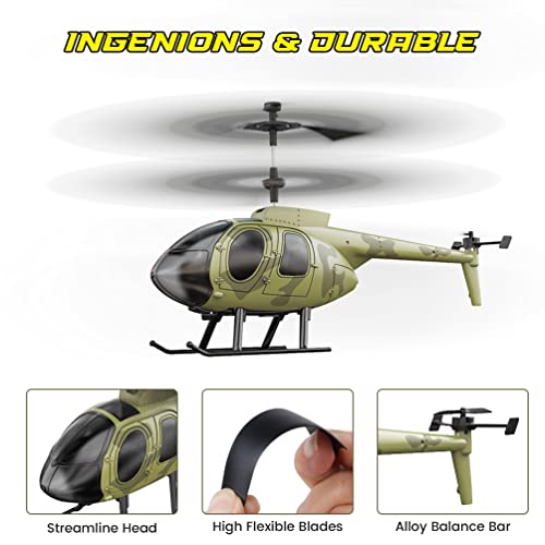 VATOS Remote Control Helicopter for Kids, Camouflage RC Helicopter, 2.4GHz Radio Controlled Helicopter with Gyro 3 Channel Indoor Toy, One-Key Take-Off, Gift for Boys Adults