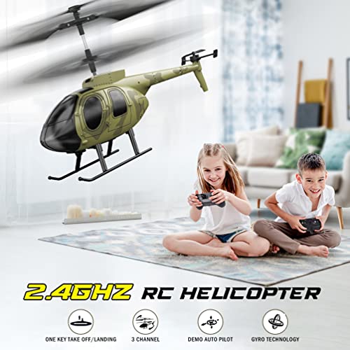 VATOS Remote Control Helicopter for Kids, Camouflage RC Helicopter, 2.4GHz Radio Controlled Helicopter with Gyro 3 Channel Indoor Toy, One-Key Take-Off, Gift for Boys Adults